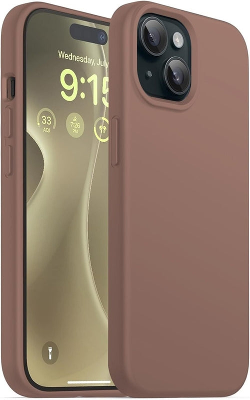 Slim Liquid Silicone Case for iPhone 15 Brown